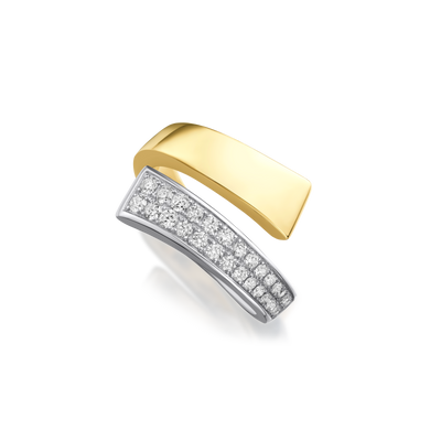 Infinity Collection Bi-Colour Diamond Set Cross Over Ring