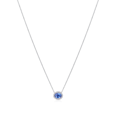 1.18cts Violetish-Blue Sapphire and Diamond Cluster Pendant