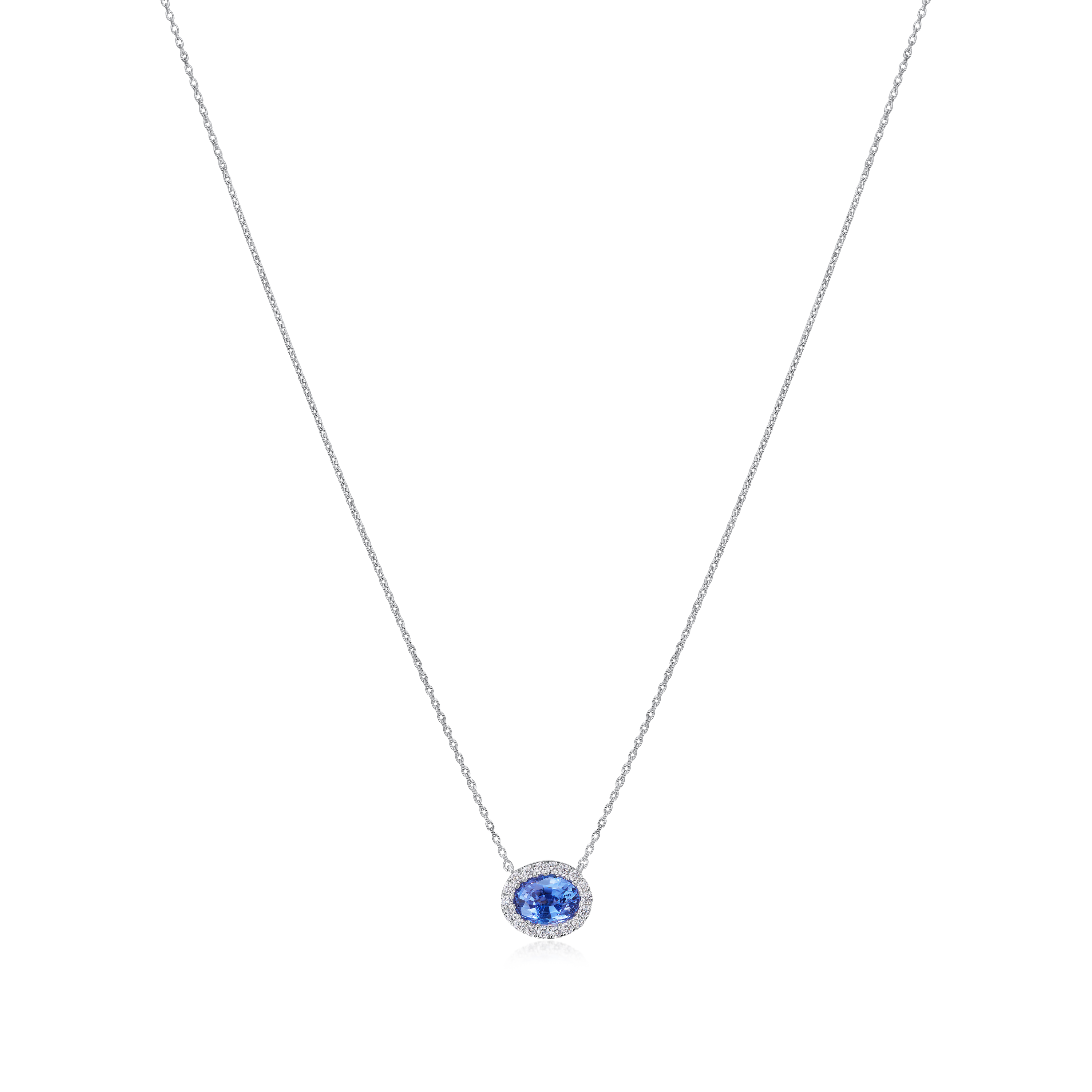 1.18cts Violetish-Blue Sapphire and Diamond Cluster Pendant