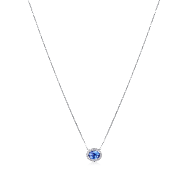 1.18cts Sapphire and Diamond Cluster Pendant