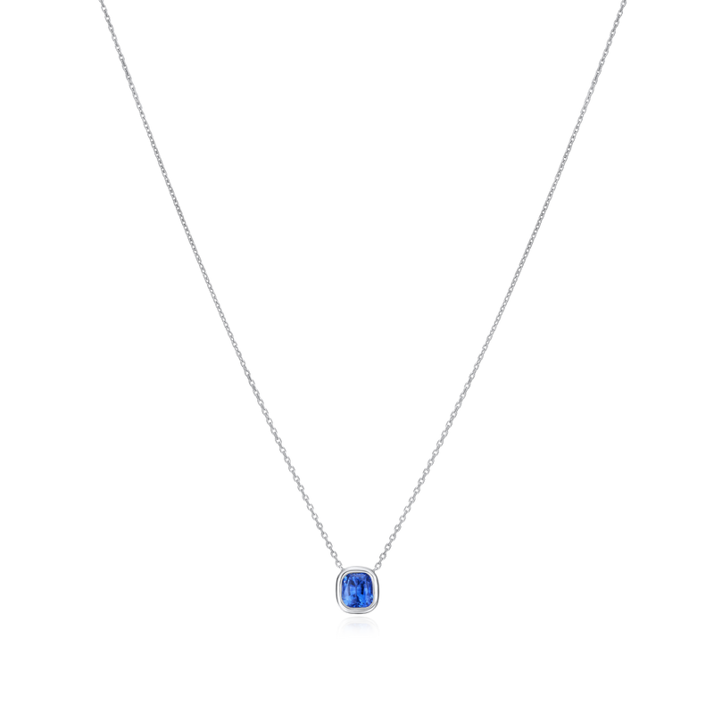 0.68ct Cushion Blue Sapphire Pendant