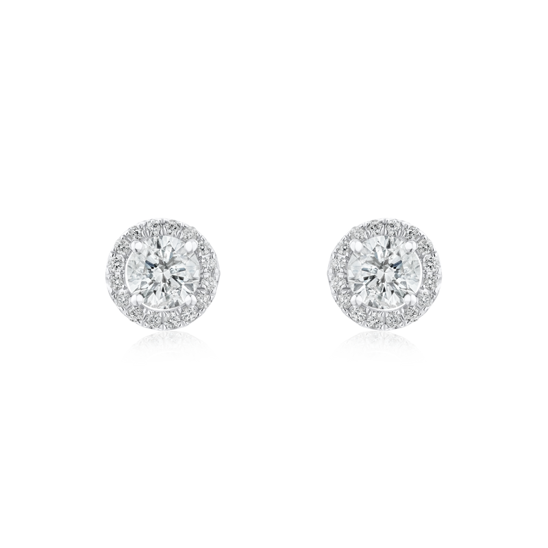 18ct White Gold Diamond Cluster Earrings