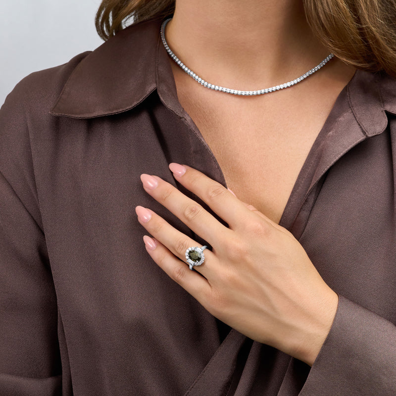 Round Brilliant Cut Diamond Line Necklace