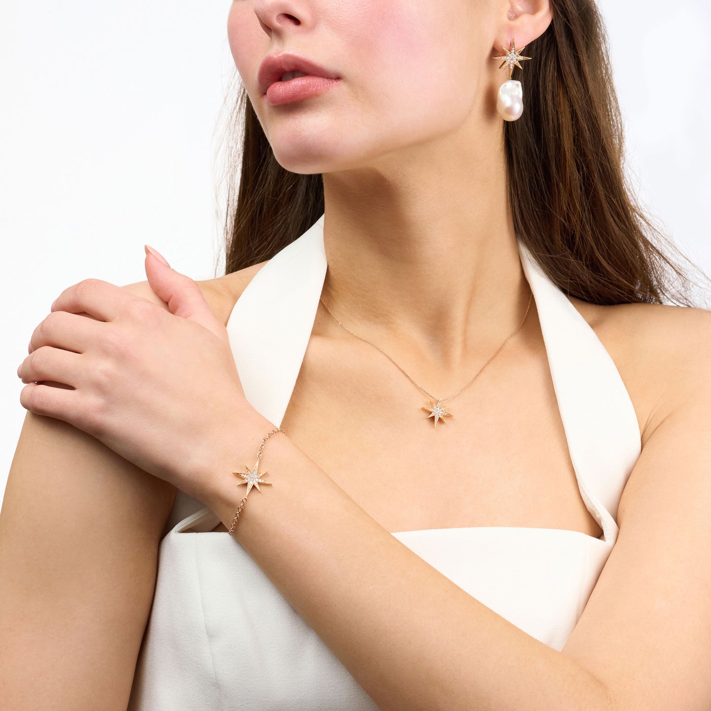 Sienna 18ct Rose Gold Pearl Drop Diamond Earrings