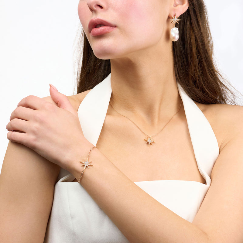 Sienna 18ct Rose Gold Pearl Drop Diamond Earrings