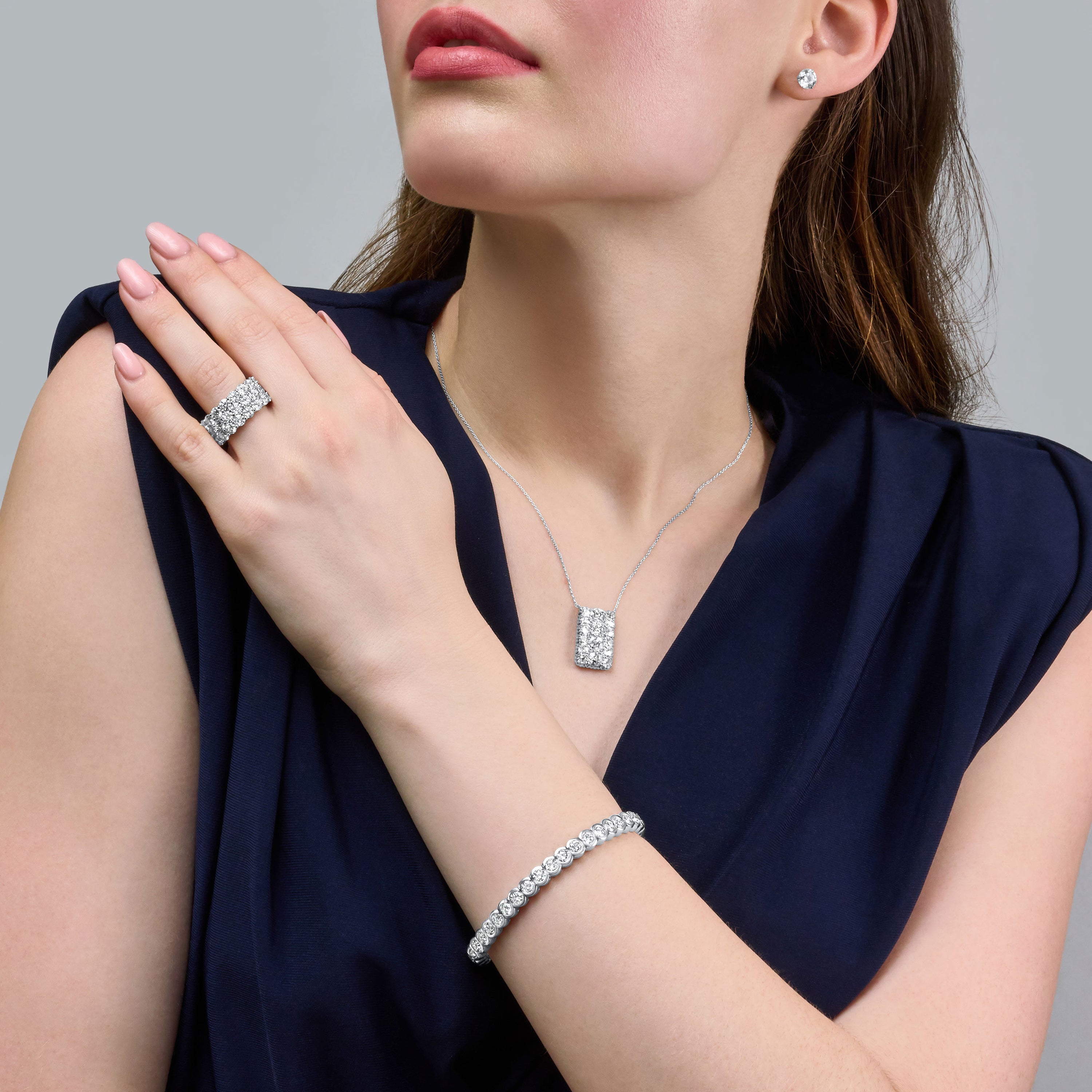 9.93ct Three Row Diamond Wave Ring