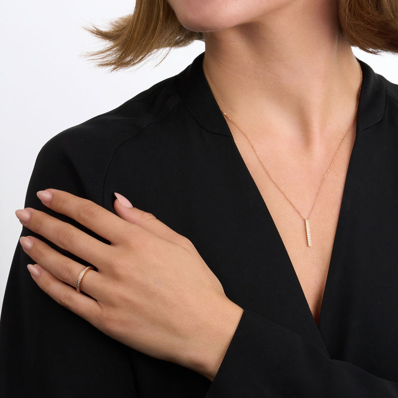 Skyline 18ct Rose Gold Diamond Set Full Eternity Ring, 2mm