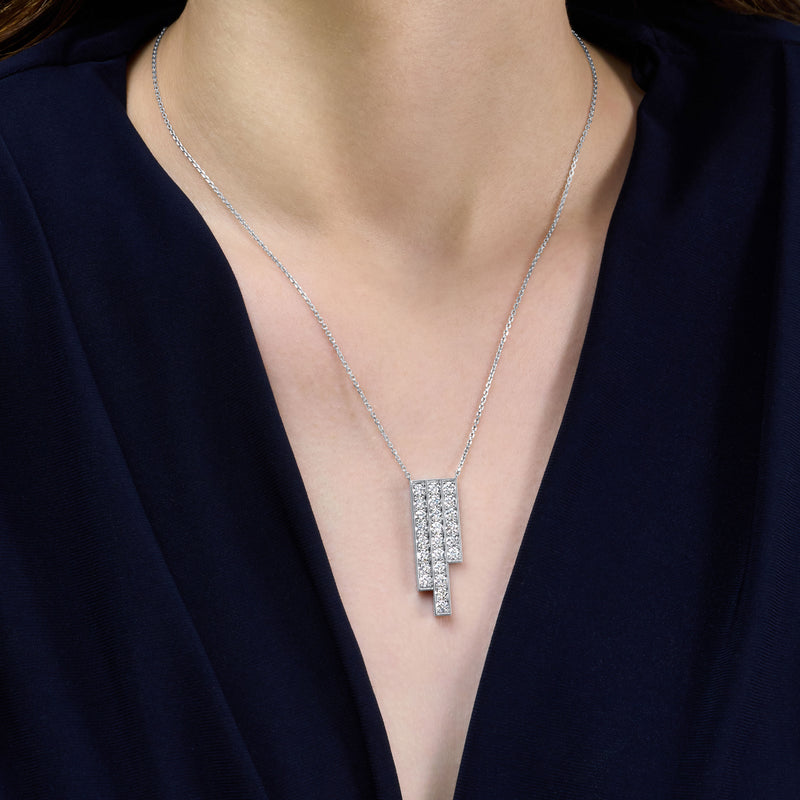 Skyline Platinum Three Row Diamond Pendant