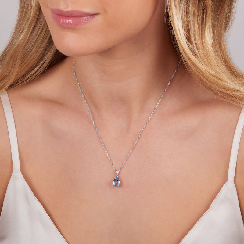 2.23cts Aquamarine and Diamond Drop Pendant