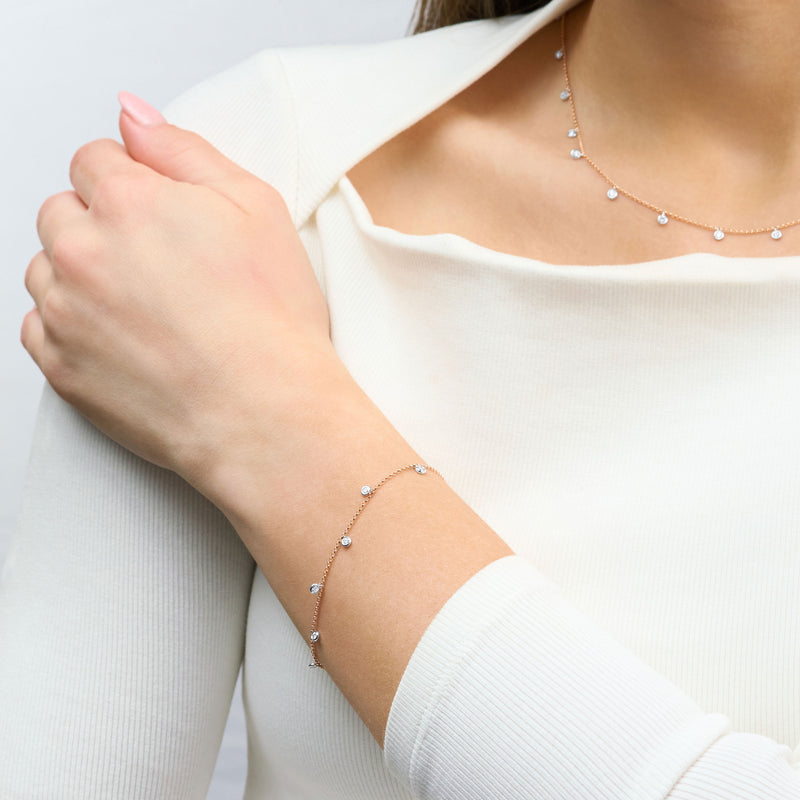 18ct Rose Gold Spectacle Set Diamond Bracelet