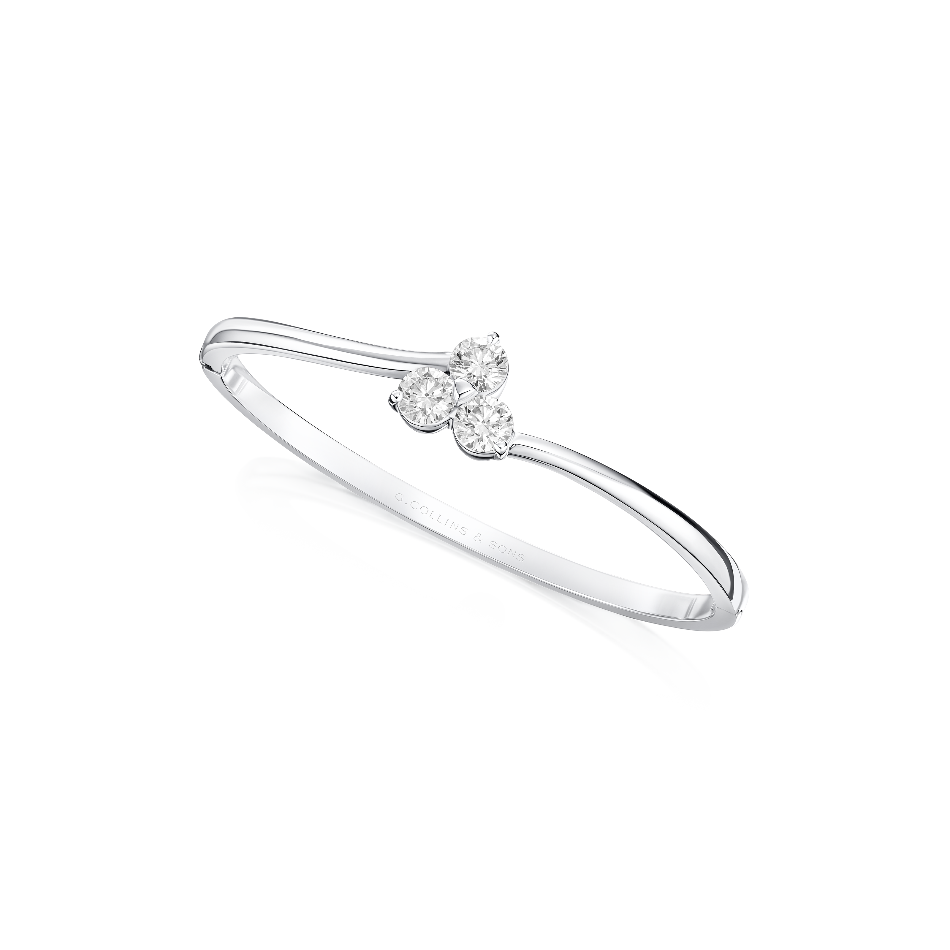 Trefoil Collection 2.25cts Diamond Platinum Bangle
