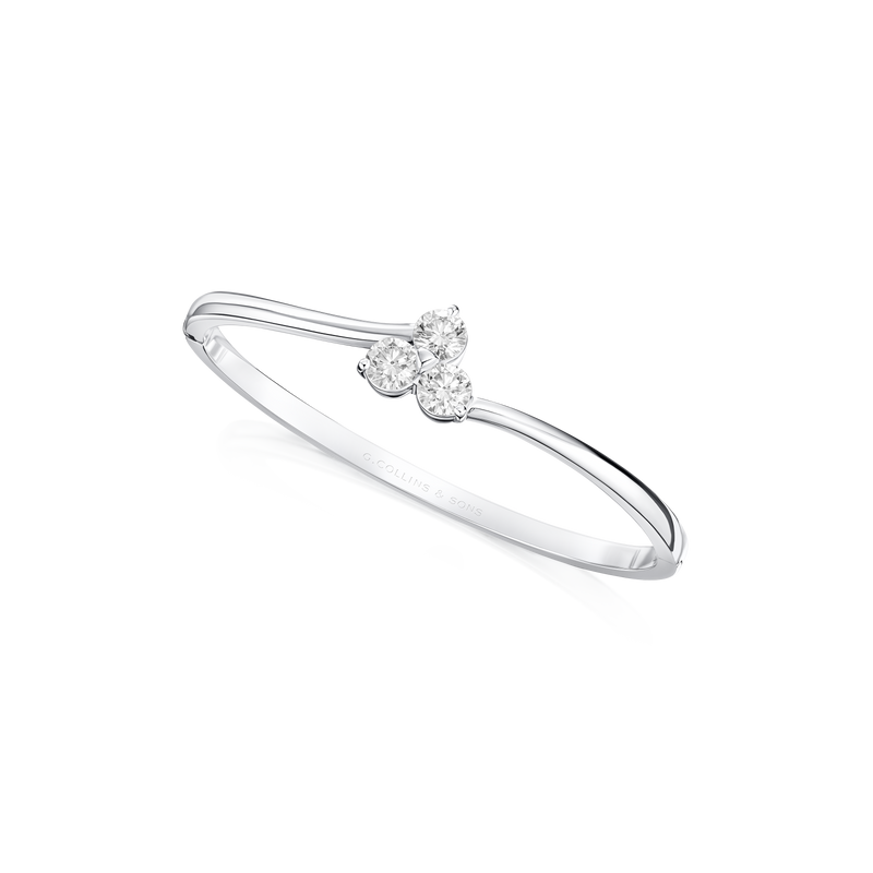 Trefoil Collection 2.25cts Diamond Platinum Bangle