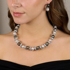 South Sea Cultured Pearl and Diamond Necklace and Earrings Suite