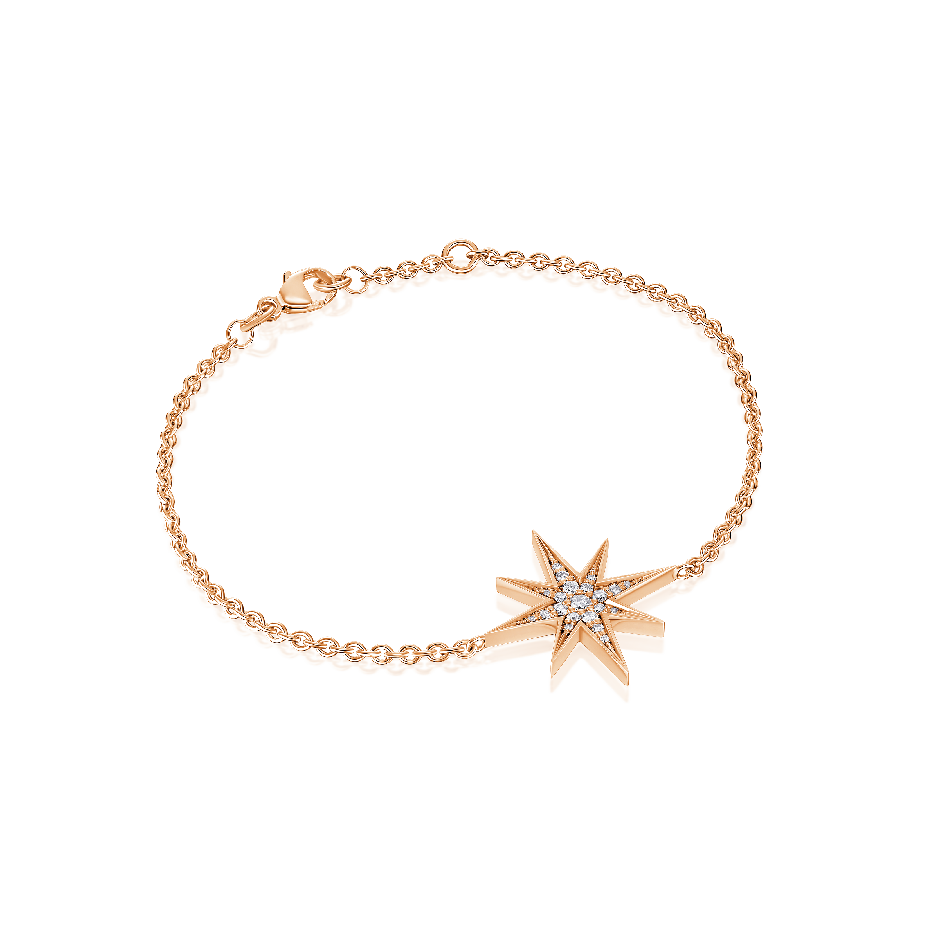 Sienna 18ct Rose Gold Large Diamond Set Star Bracelet