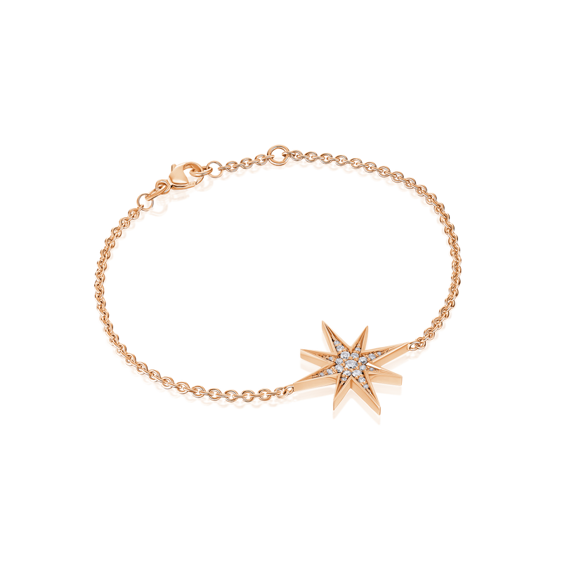 Sienna 18ct Rose Gold Large Diamond Set Star Bracelet