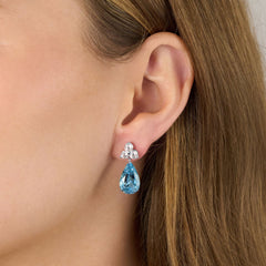 Trefoil Earrings With Aquamarine On/Off Drops