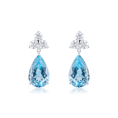 Trefoil Earrings With Aquamarine On/Off Drops