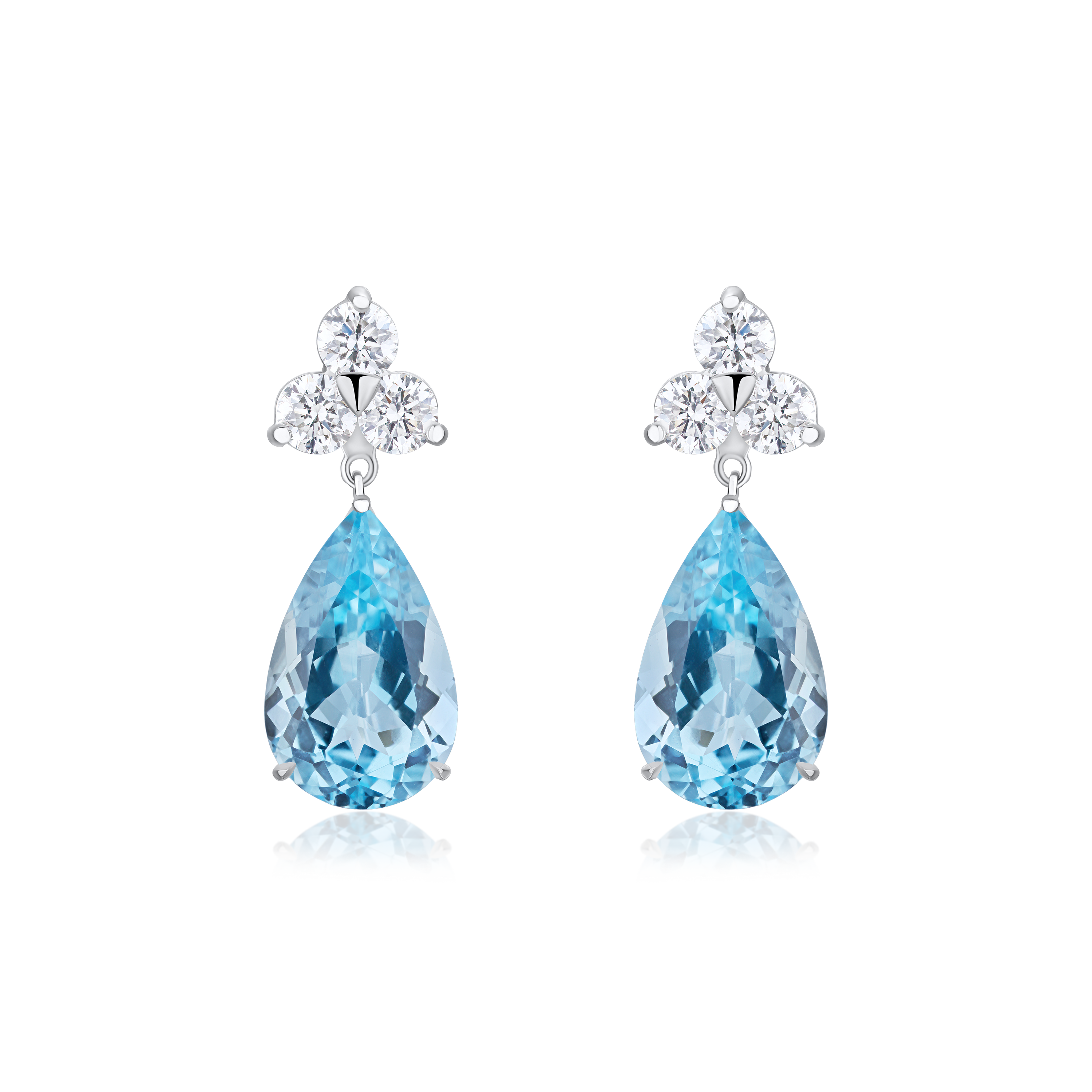 Trefoil Earrings With Aquamarine On/Off Drops
