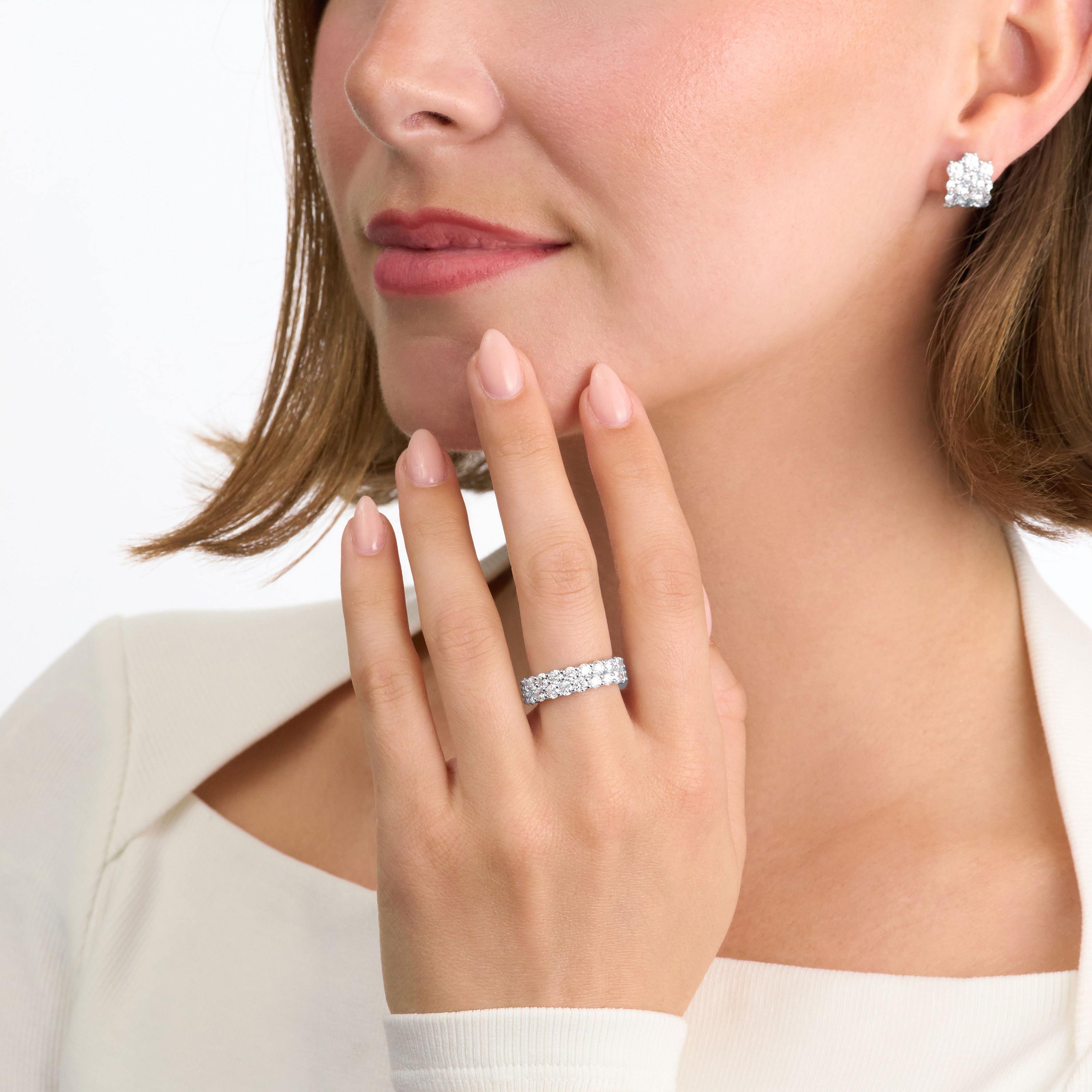 4.06ct Two Row Diamond Wave Ring