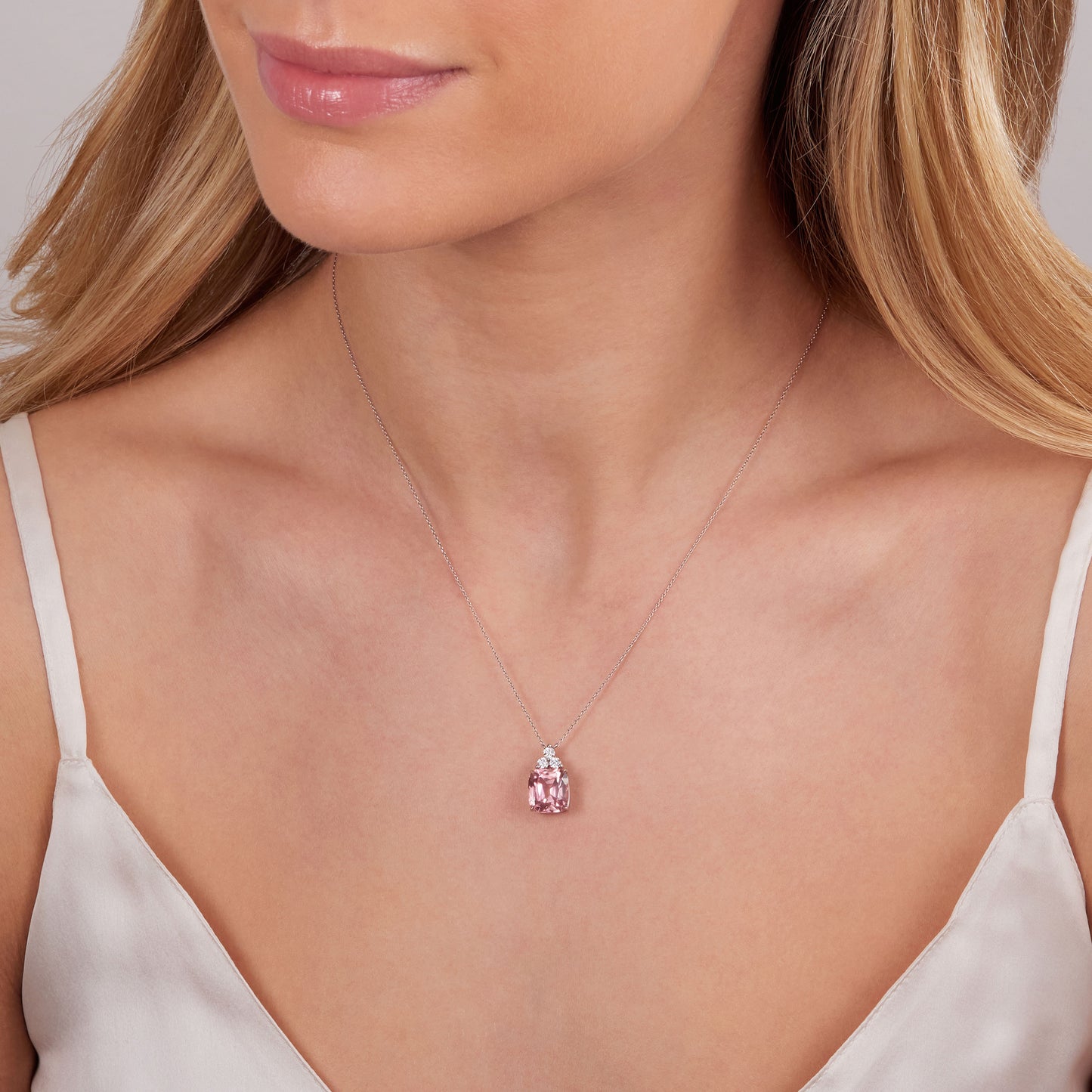 6.29cts Pink Tourmaline and Diamond Trefoil Pendant