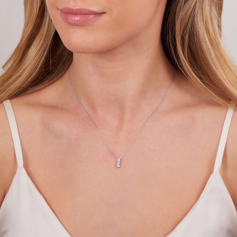 0.35ct Three Stone Diamond Drop Pendant