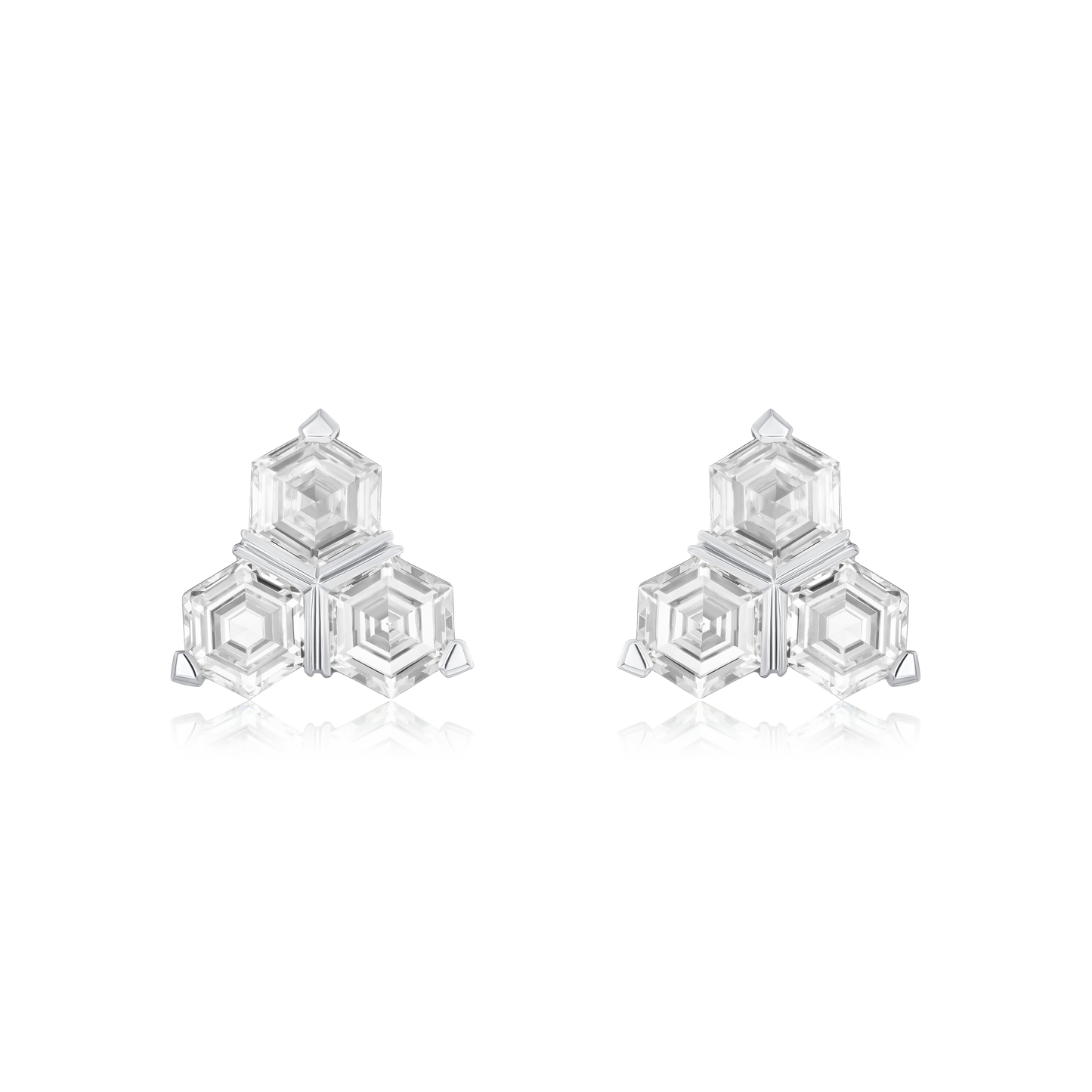 Trefoil 2.46cts Hexagonal Cut Diamond Earrings