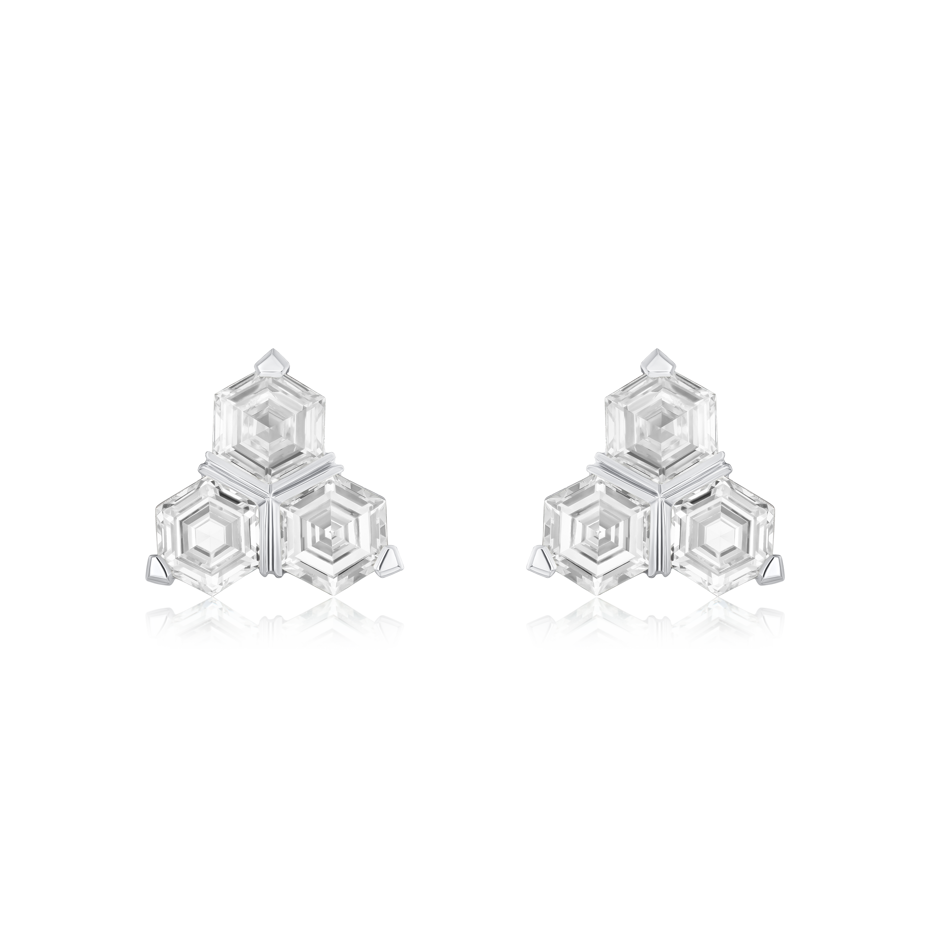 Trefoil 2.46cts Hexagonal Cut Diamond Earrings