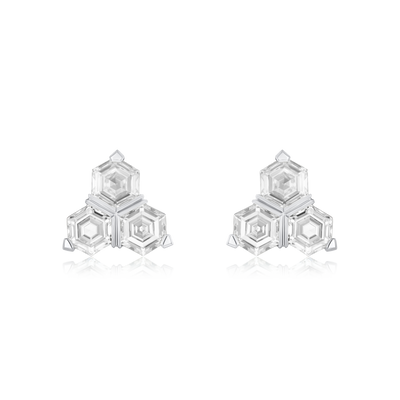 Trefoil 2.46cts Hexagonal Cut Diamond Earrings