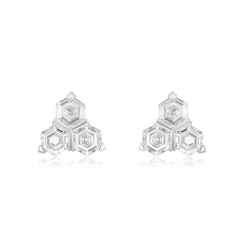 Trefoil 2.46cts Hexagonal Cut Diamond Earrings