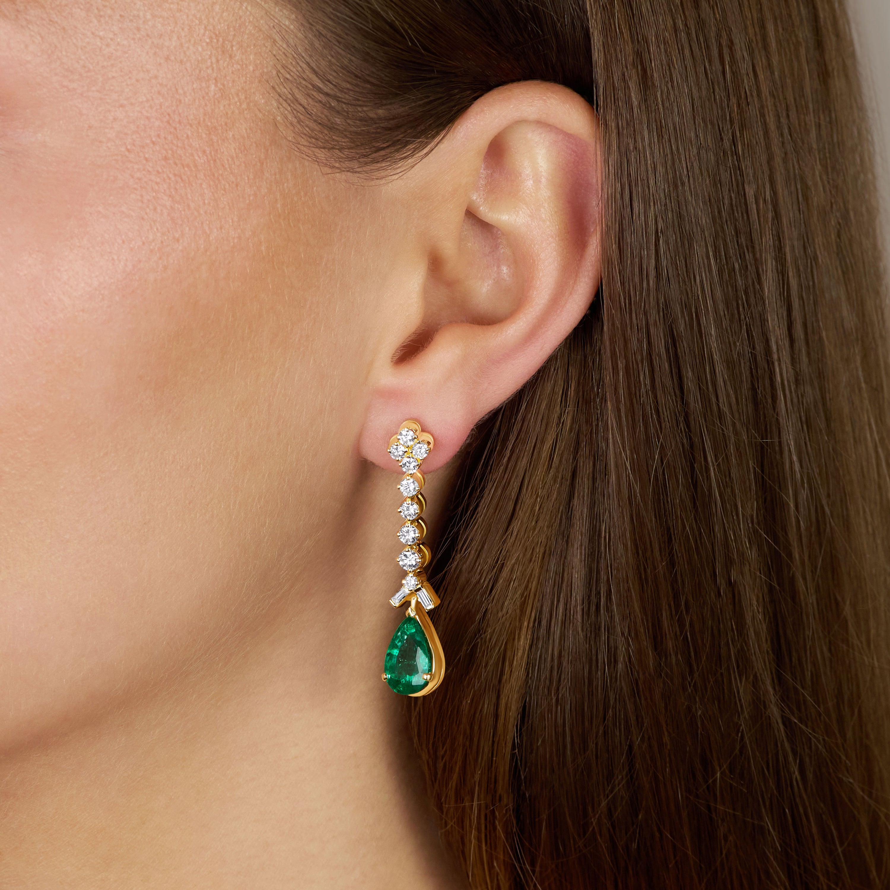 Emerald and Diamond Drop Earrings