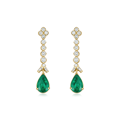 Emerald and Diamond Drop Earrings