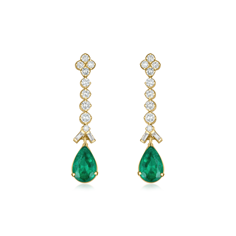 4.69cts Emerald and Diamond Drop Earrings