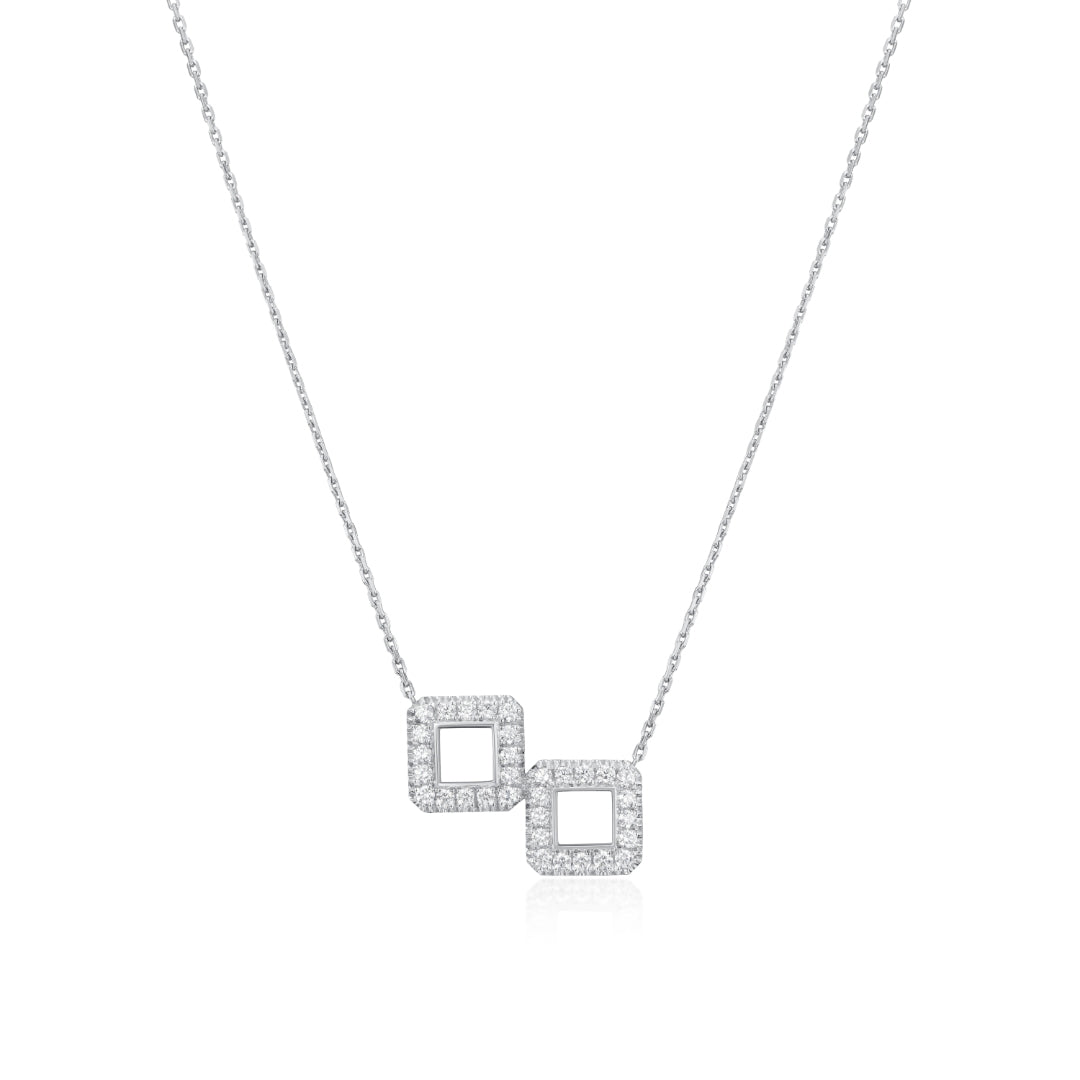 Diamond-Set Double Square Pendant