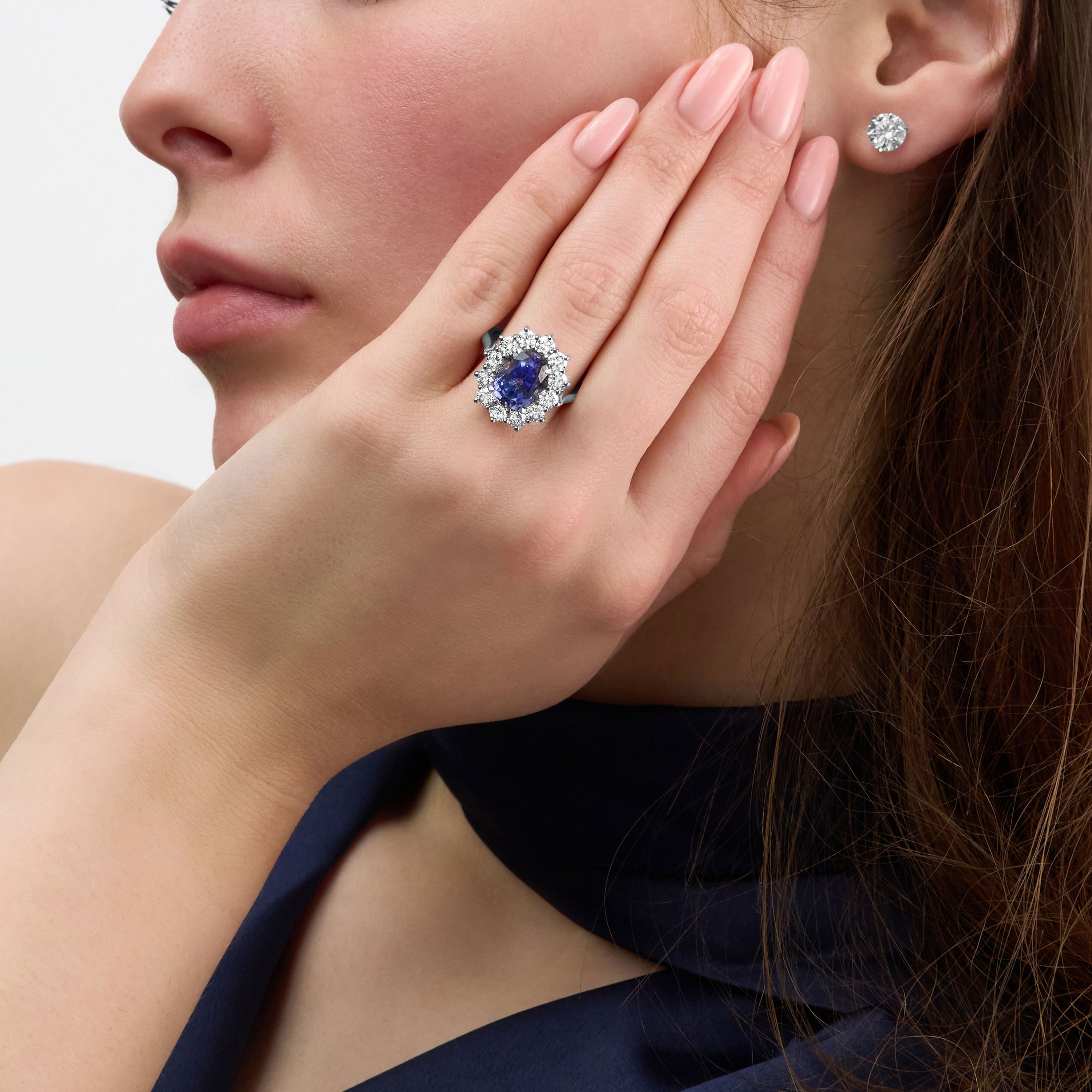 5.20cts Blush Violet Sapphire and Diamond Ravello Cluster Ring