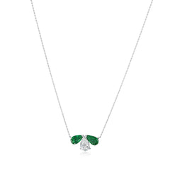 Pear Shape Emerald and Pear Cut Diamond Pendant