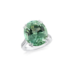 14.81cts oval Mint Tourmaline and Diamond Ring