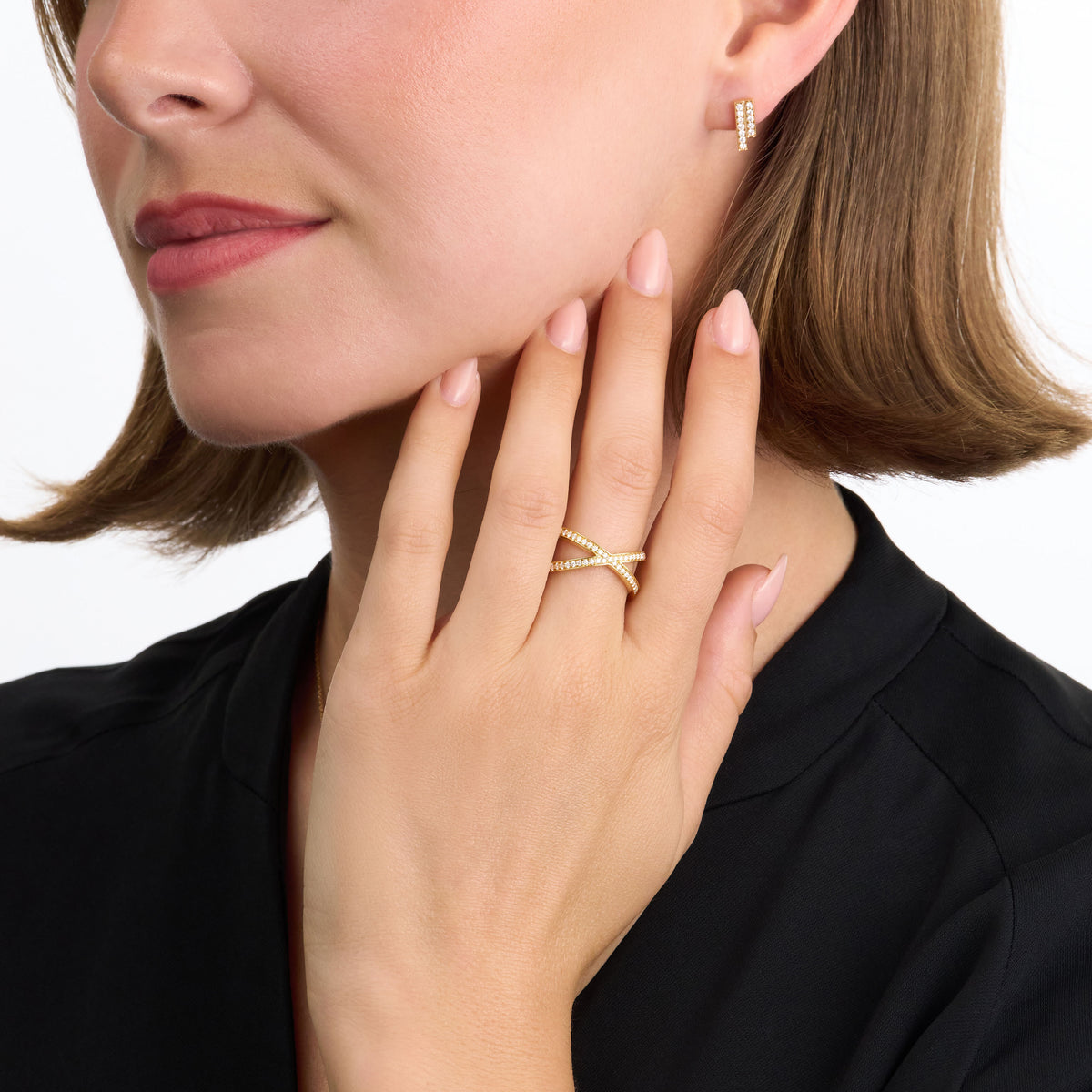 Skyline 18ct Yellow Gold Diamond Crossover Ring