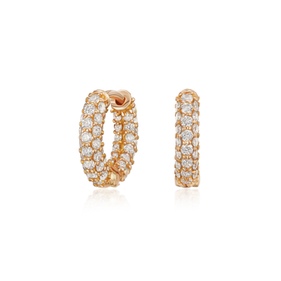 18ct Rose Gold Round Brilliant Cut Diamond Pave Set Hoop Earrings
