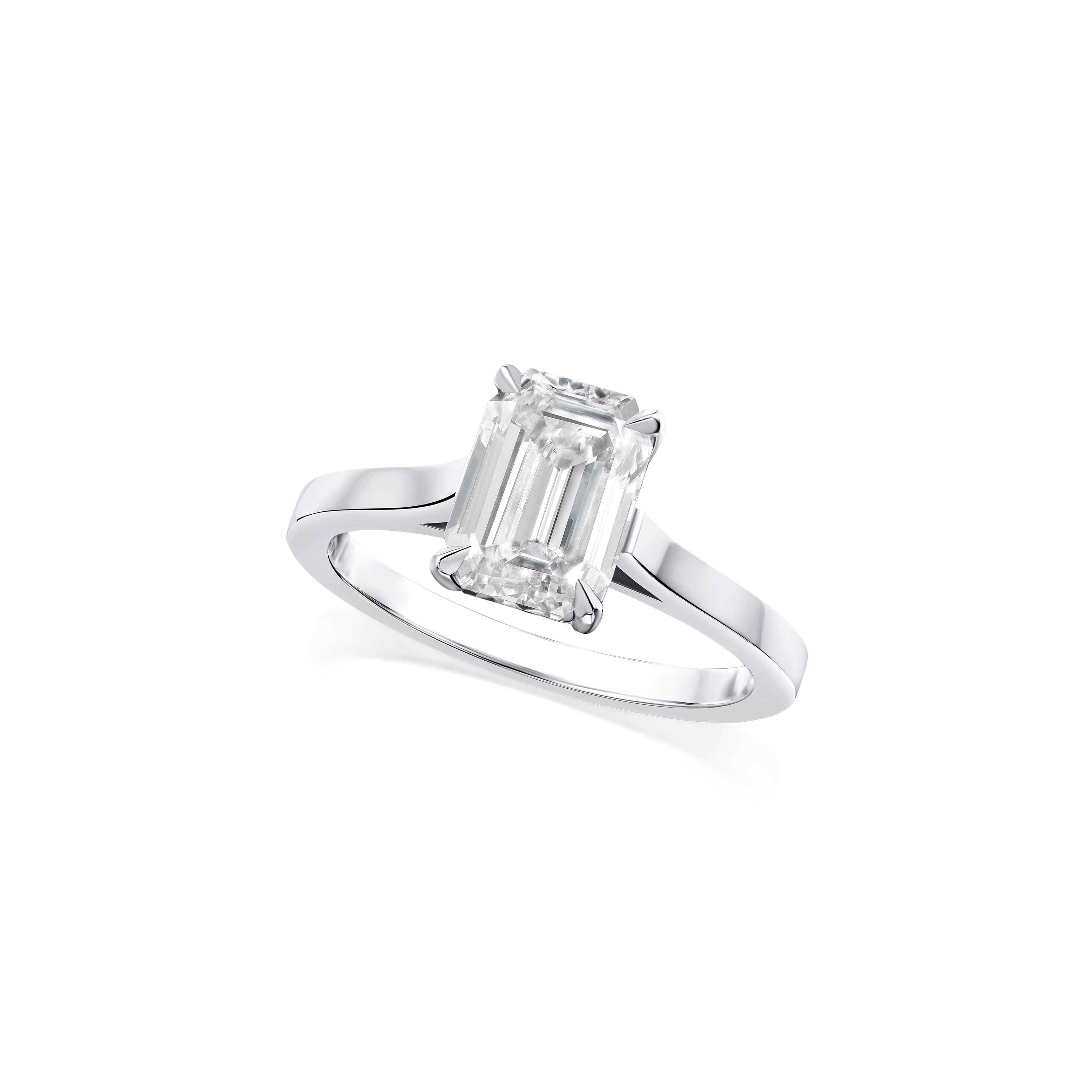 2.00cts Platinum Emerald Cut Diamond Solitaire Ring