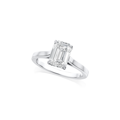 2.00cts Platinum Emerald Cut Diamond Solitaire Ring