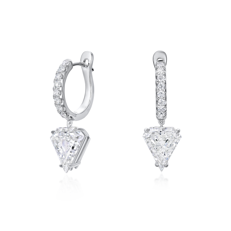 3.28cts Diamond Hoops with Shield Cut Diamond Drops