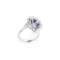 6.15cts Colour-Change Blue and Purple Sapphire and Diamond Cluster Ring