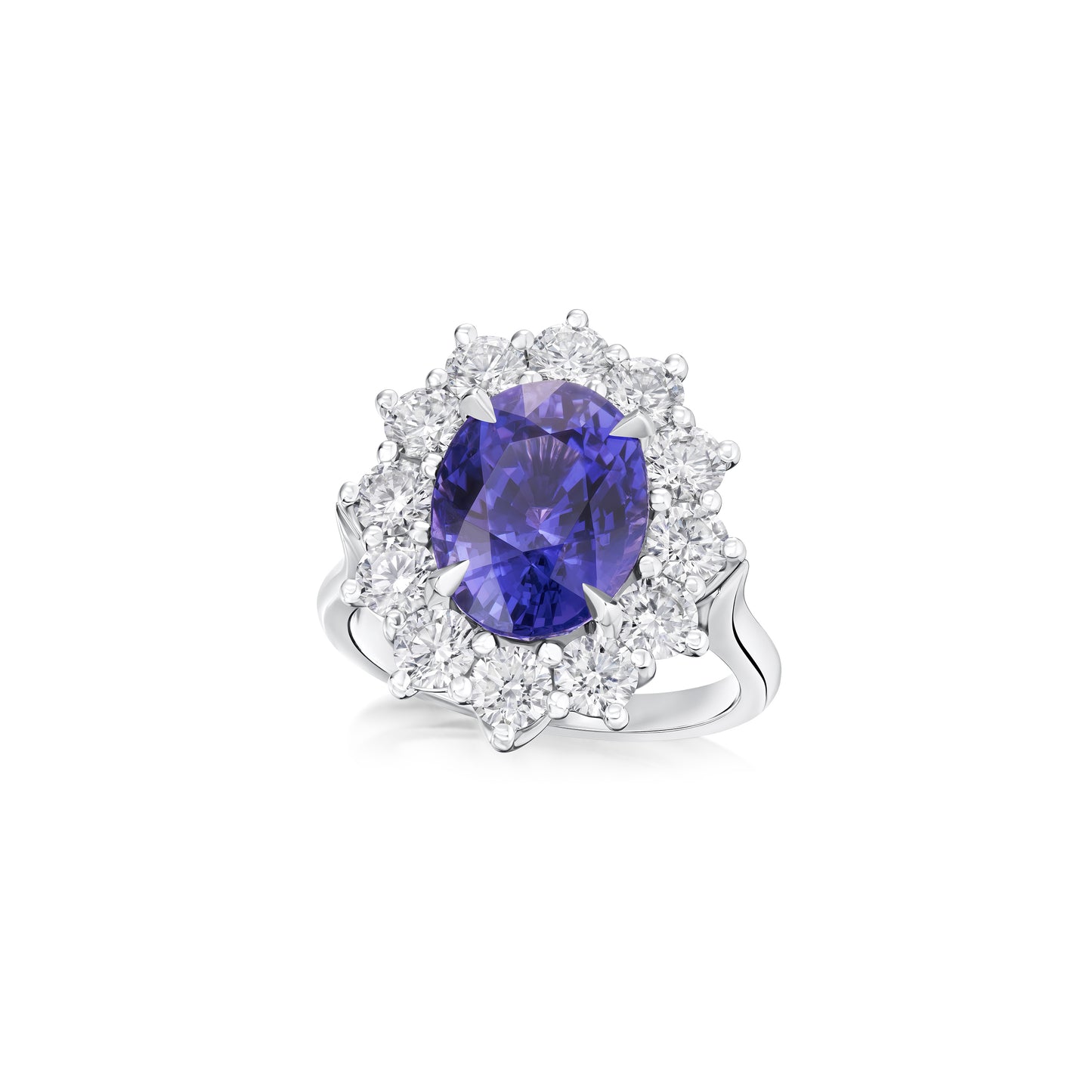 6.15cts Colour-Change Blue and Purple Sapphire and Diamond Cluster Ring