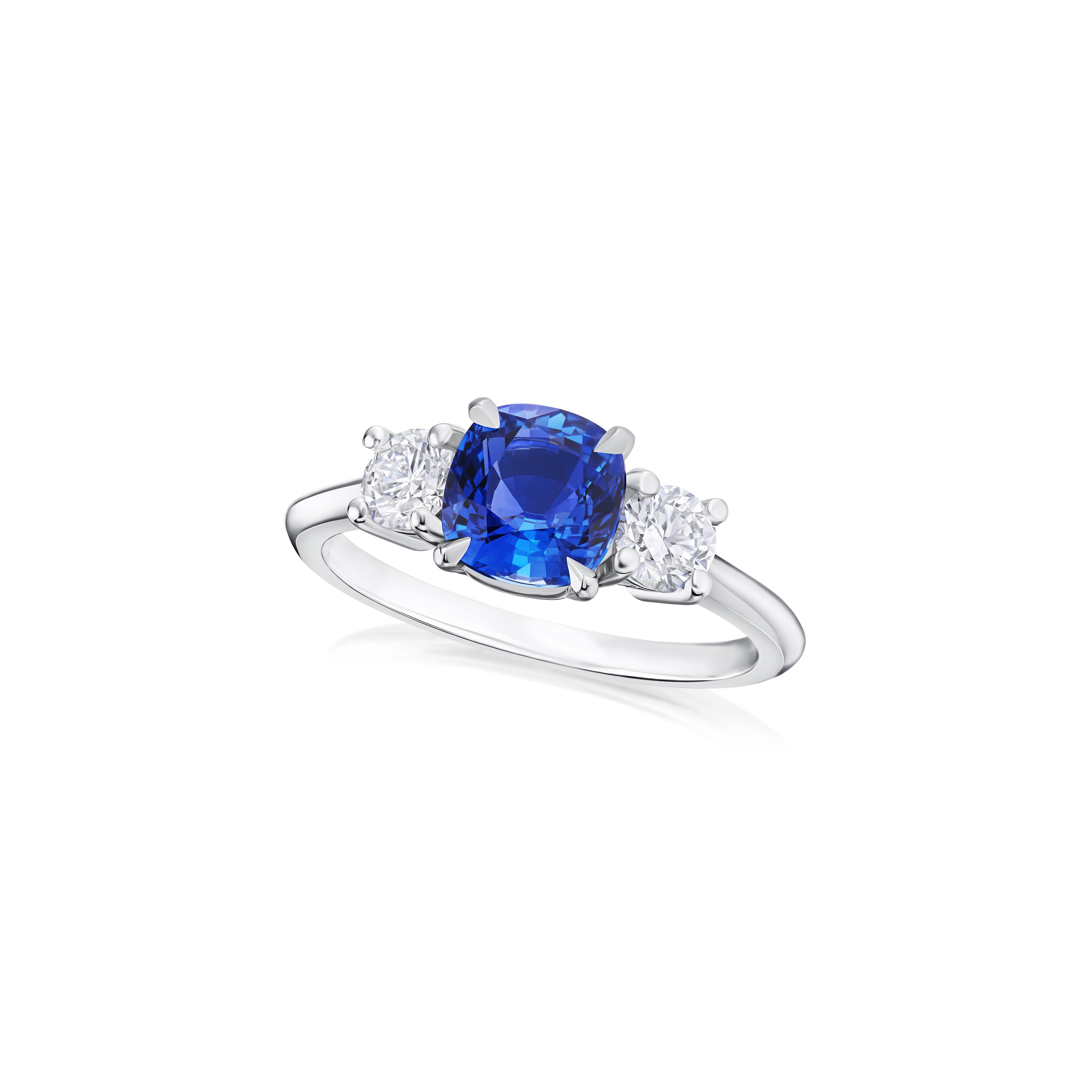 1.54cts Sapphire and Diamond Three Stone Ring