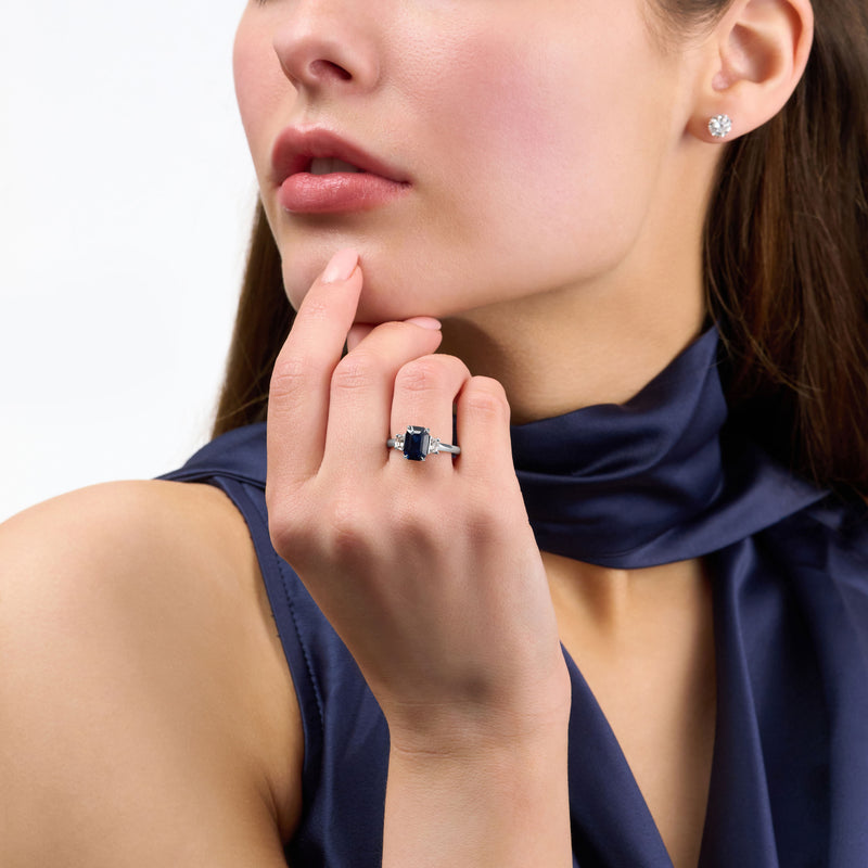 3.22ct Sapphire and Diamond Three Stone Ring