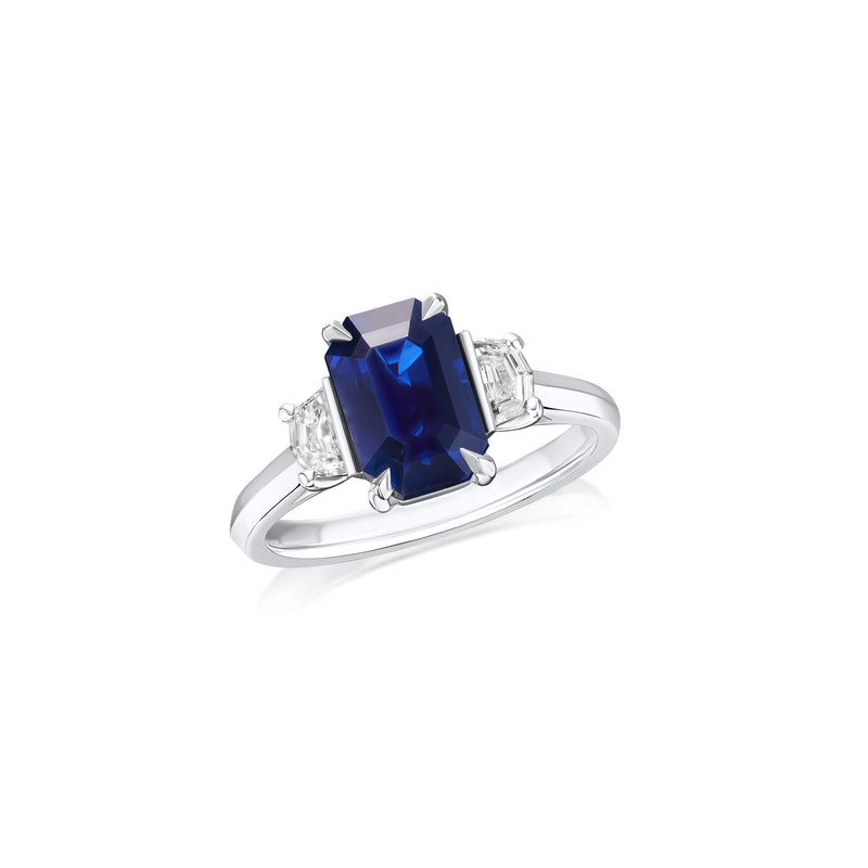 3.22cts Sapphire and Diamond Three Stone Ring