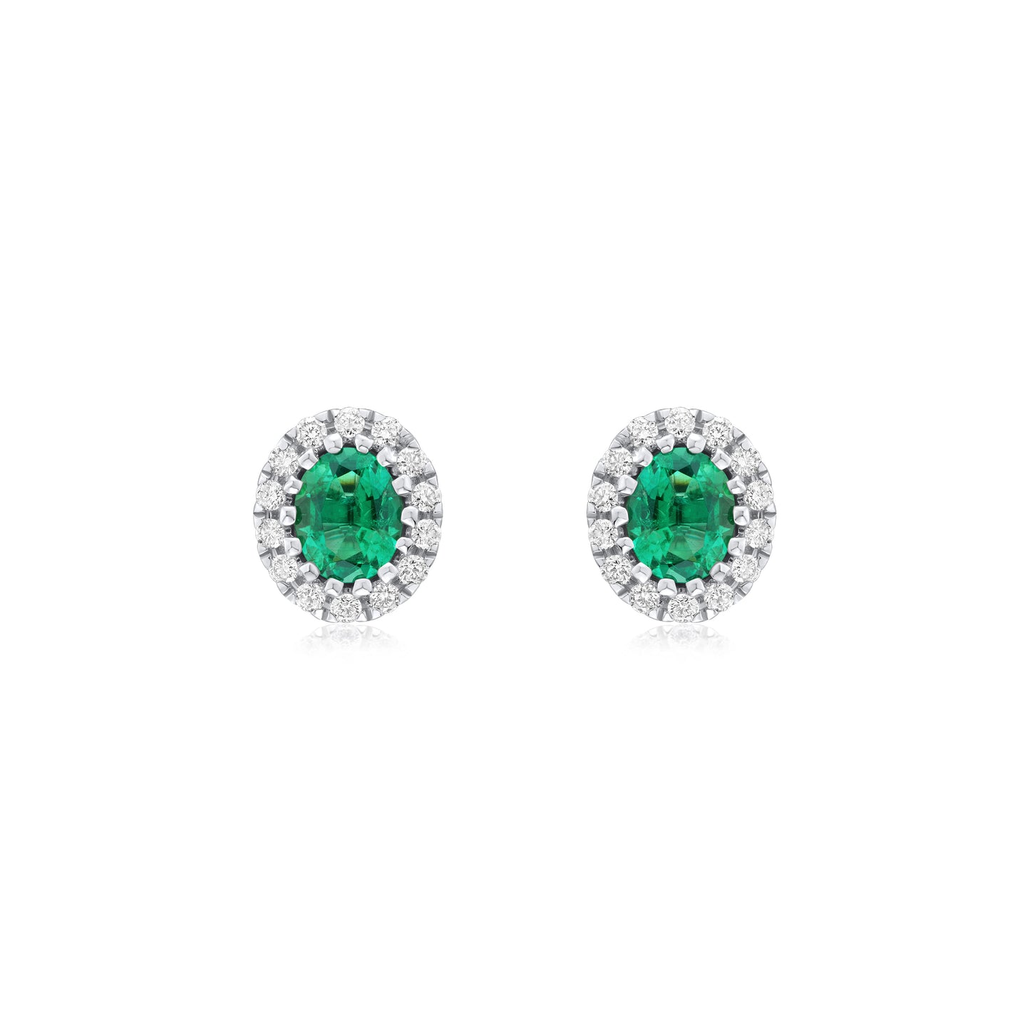 Emerald and Diamond Cluster Earrings