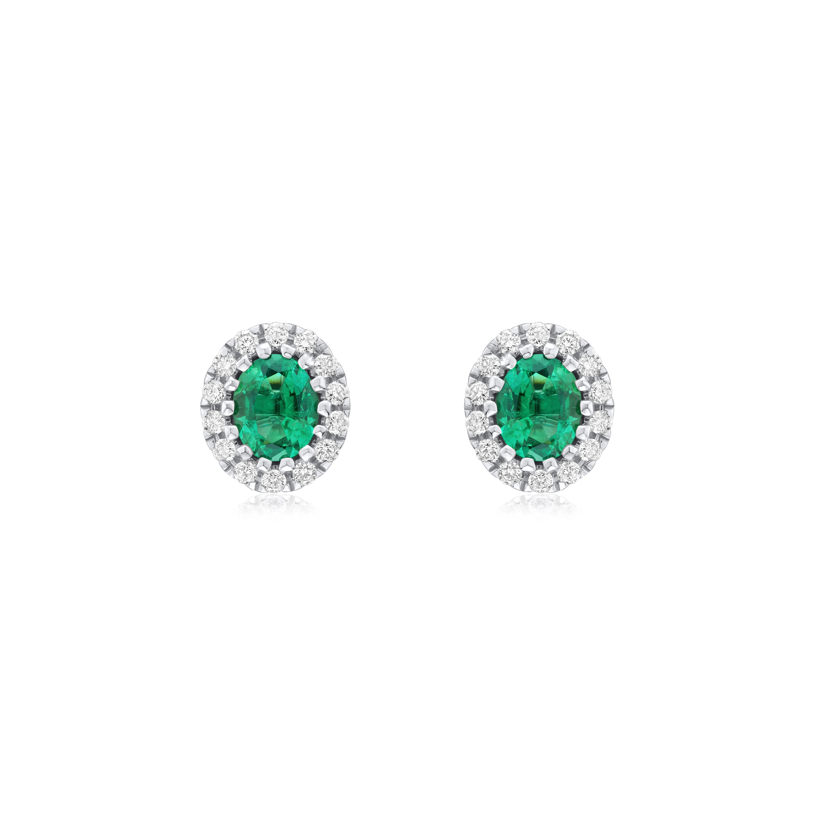 Emerald and Diamond Cluster Earrings