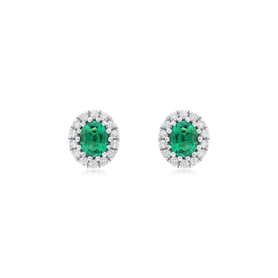 Emerald and Diamond Cluster Earrings