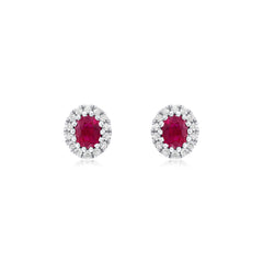 Ruby and Diamond Cluster Earrings